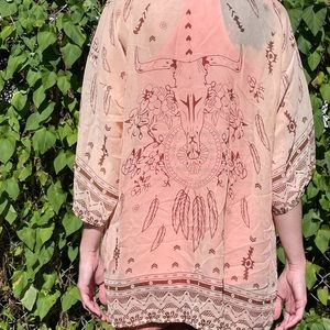 Boho sheer shrug with cow skull